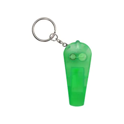 Fluier din plastic transparent colorat cu breloc și lanternă mini